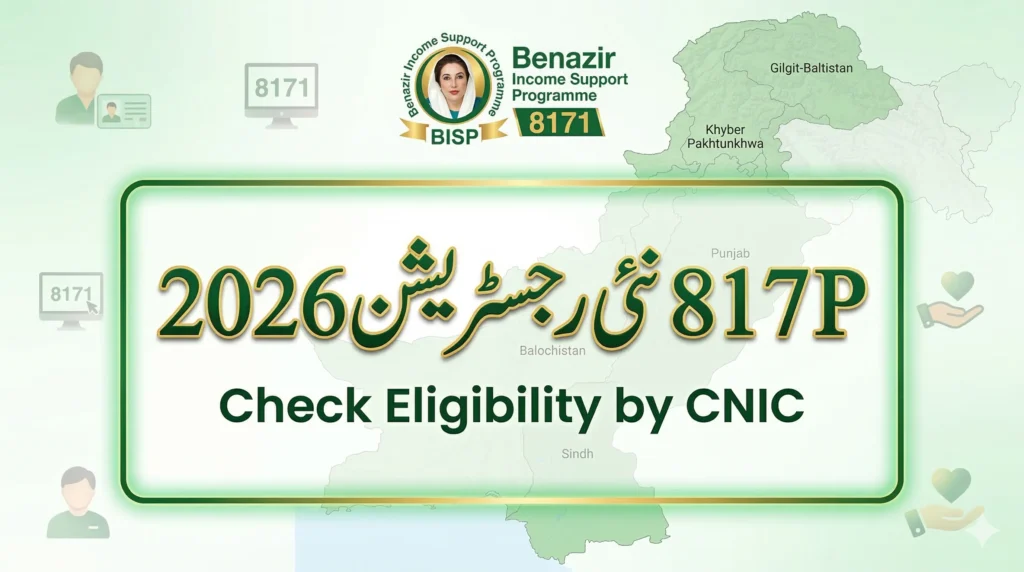 BISP 8171 New Registration 2026 banner with Urdu text for CNIC check