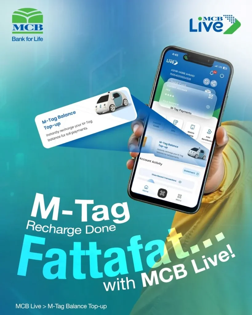 M-Tag recharge is now easy with MCB live app