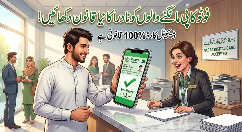 No Physical Nadra card is required now. Use digital CNIC now.