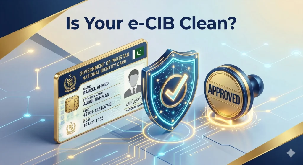 3D illustration representing e-CIB credit check and loan approval status.