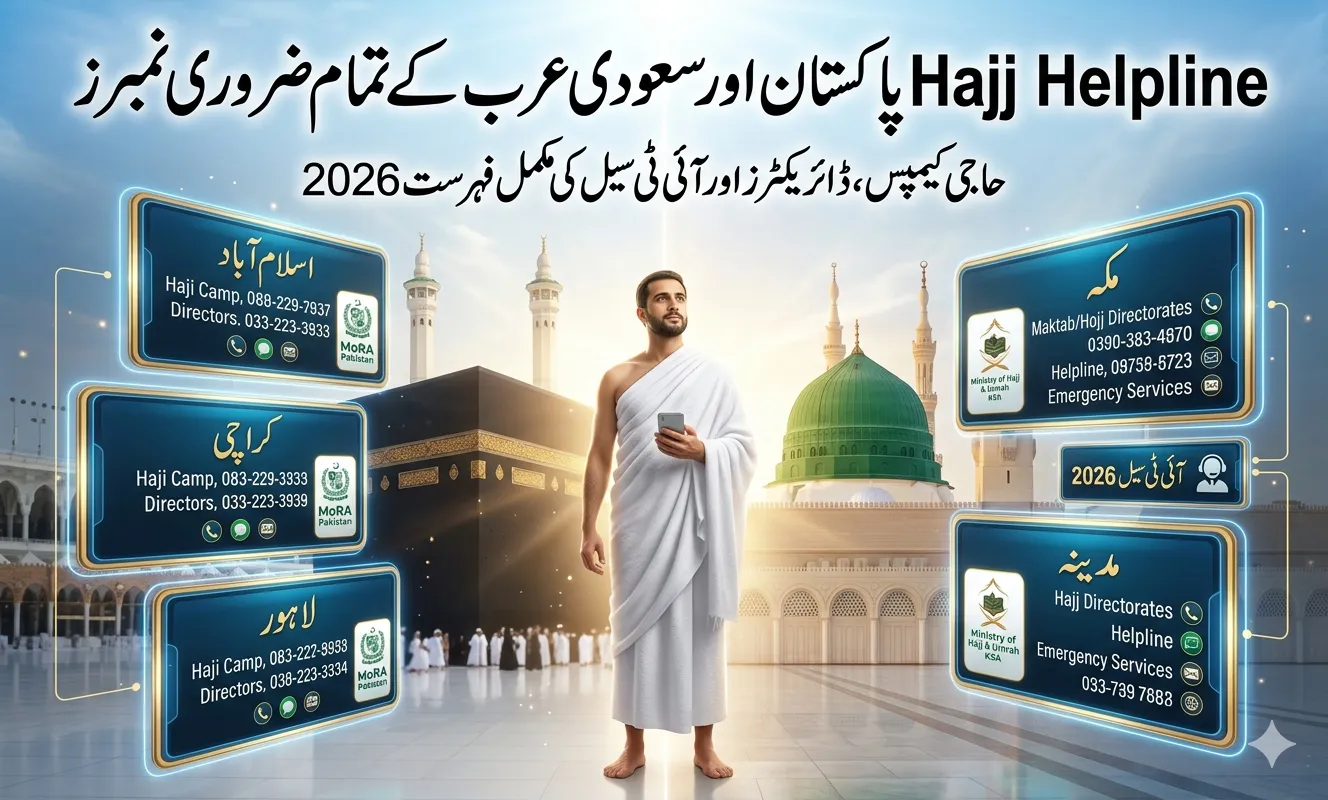 Official Hajj Helpline contacts directory for all Pakistani pilgrims 2026