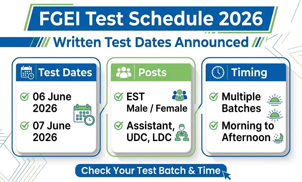 FGEI test schedule 2026 EST male female dates and time