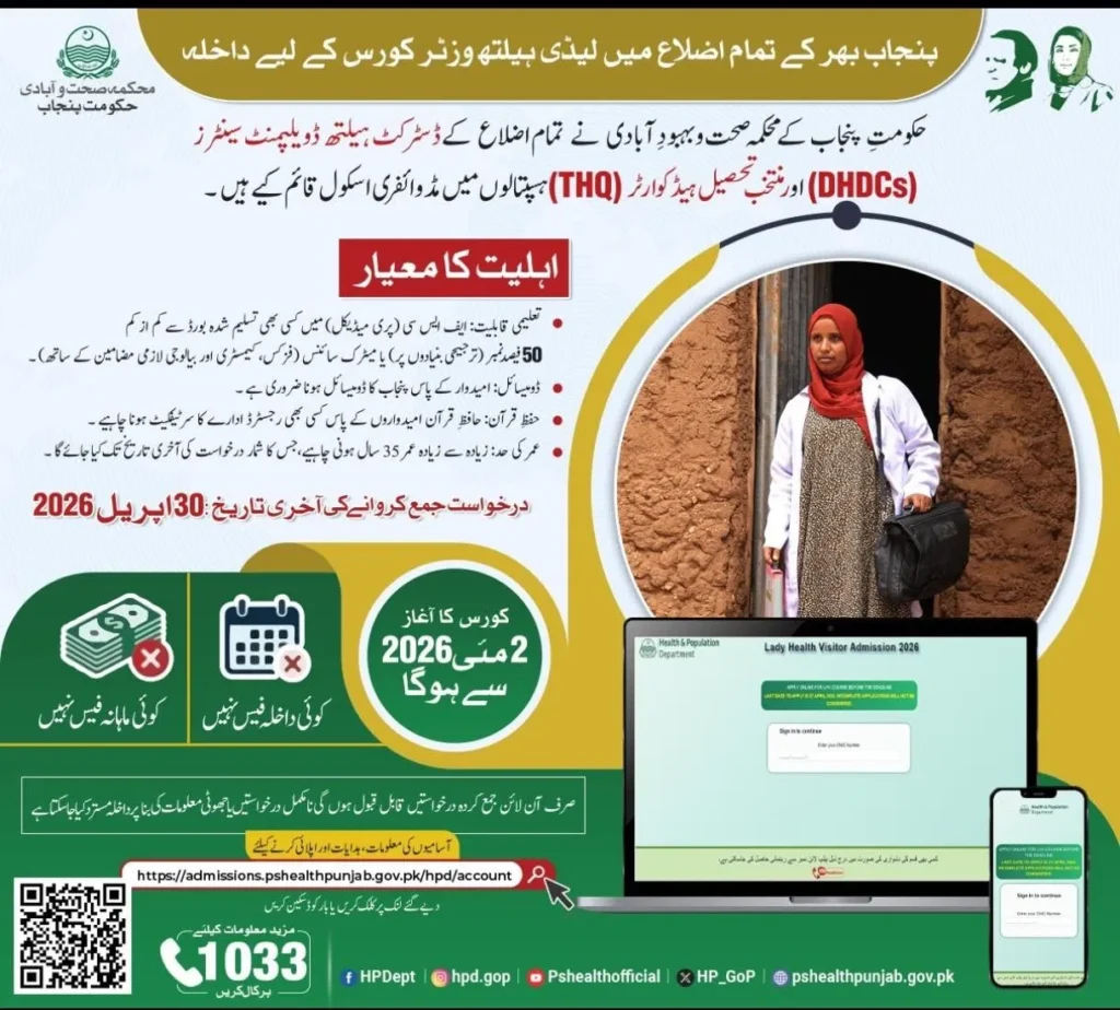 LHV admission Punjab last date eligibility and apply process