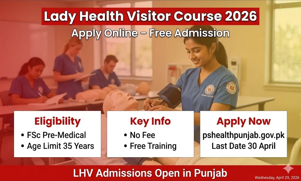 Lady Health Visitor course 2026 Punjab apply online free admission