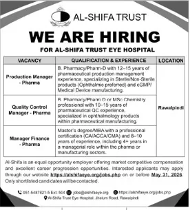 Al Shifa Trust Eye Hospital Rawalpindi job opportunities 2026