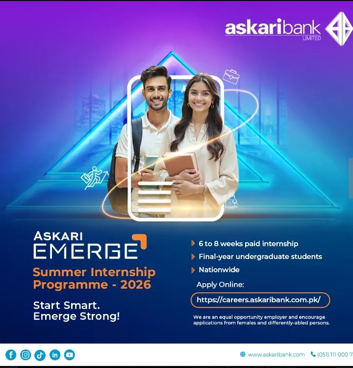 Askari Emerge paid internship for students in Pakistan 2026