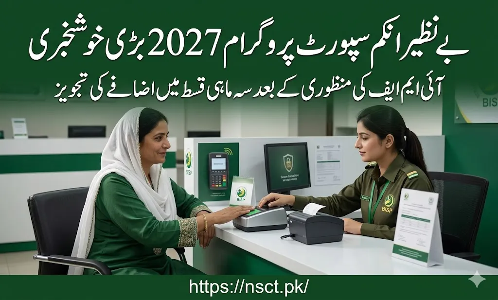 BISP 20000 payment 2027 update showing IMF approval and Violet Account installment system in Pakistan