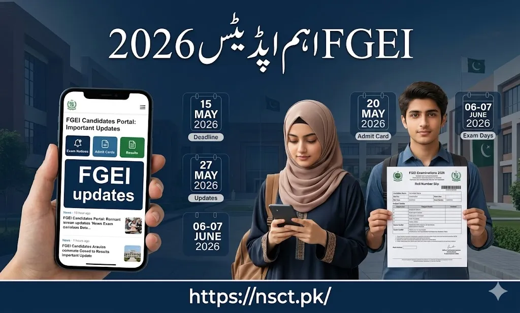 FGEI application status roll number slip and test schedule 2026 update