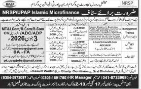 NRSP UPAP careers 2026 poster showing management trainee accounts and field staff recruitment in Pakistan