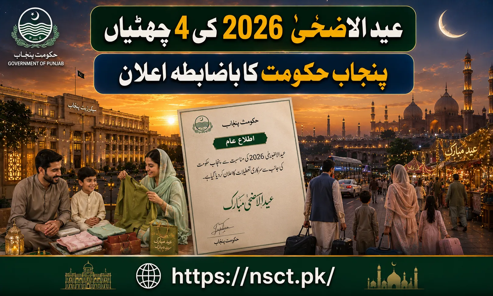 Punjab government Eid ul Adha holidays notification 2026