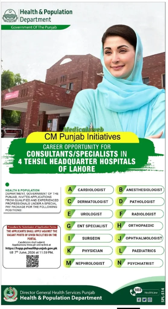 Punjab Health Department specialist vacancies 2026 recruitment poster