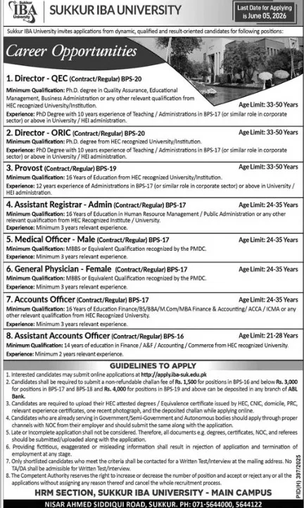 Sukkur IBA University Jobs 2026 banner showing multiple campus career opportunities across Pakistan