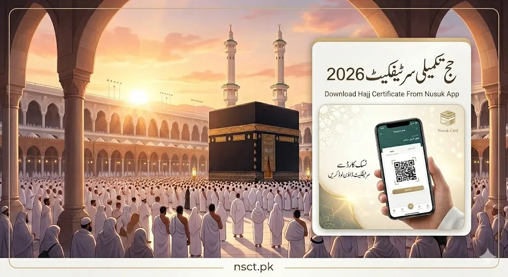Hajj Completion Certificate 2026 digital download through Nusuk card QR code system for pilgrims in Saudi Arabia