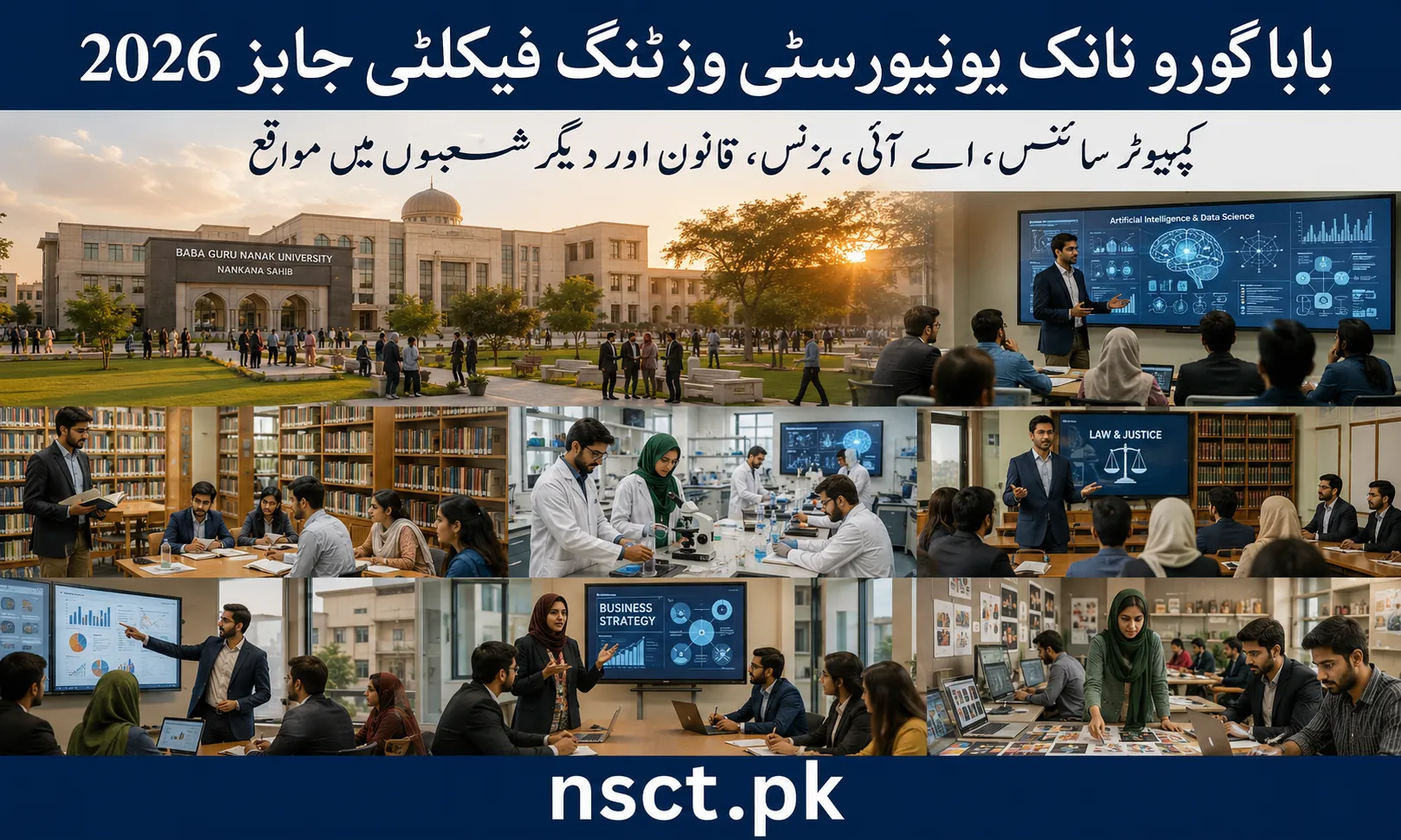 Baba Guru Nanak University Nankana Sahib visiting faculty jobs 2026 for multiple academic disciplines.