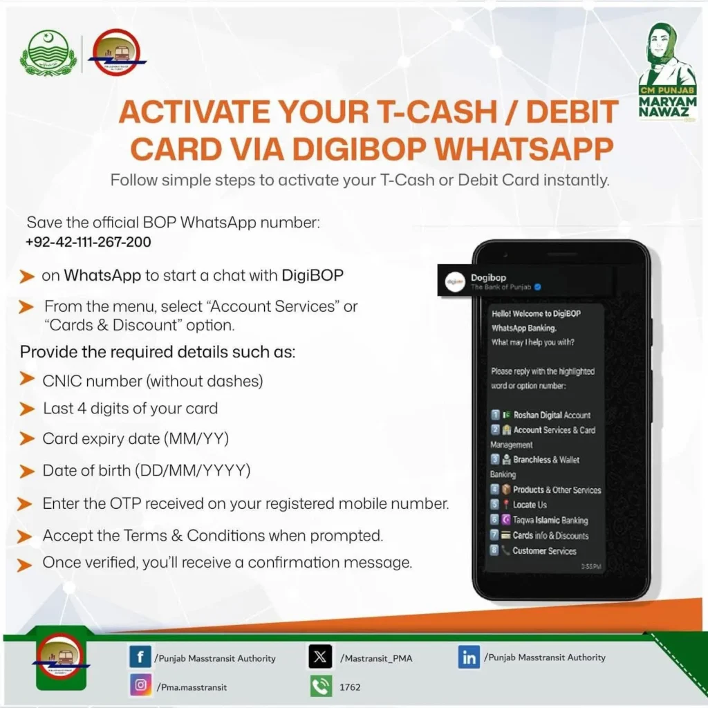 Secure OTP based WhatsApp banking system for debit card activation in Pakistan