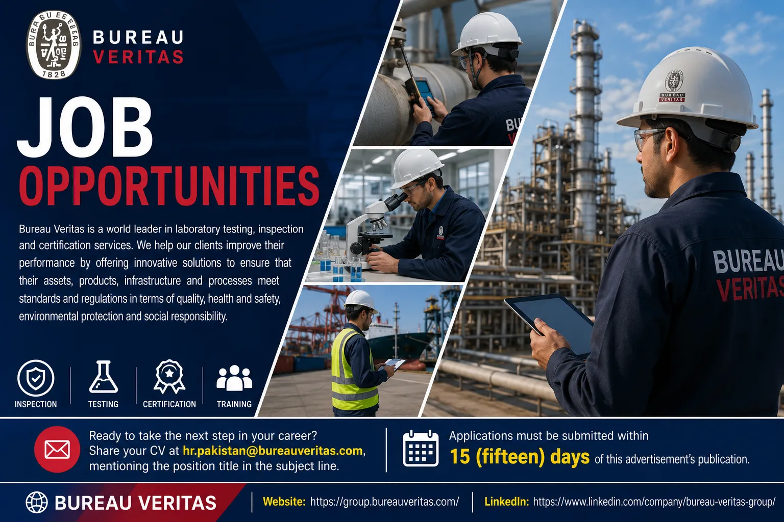 Bureau Veritas Pakistan Jobs 2026 recruitment banner for engineering and inspection professionals