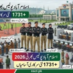 Islamabad Capital Territory Police Jobs 2026 advertisement featuring ASI, Constable, Assistant, Stenotypist, and ministerial staff vacancies for male and female candidates.