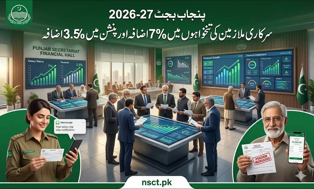 Punjab Budget 2026-27 announcement showing salary and pension increase details for government employees