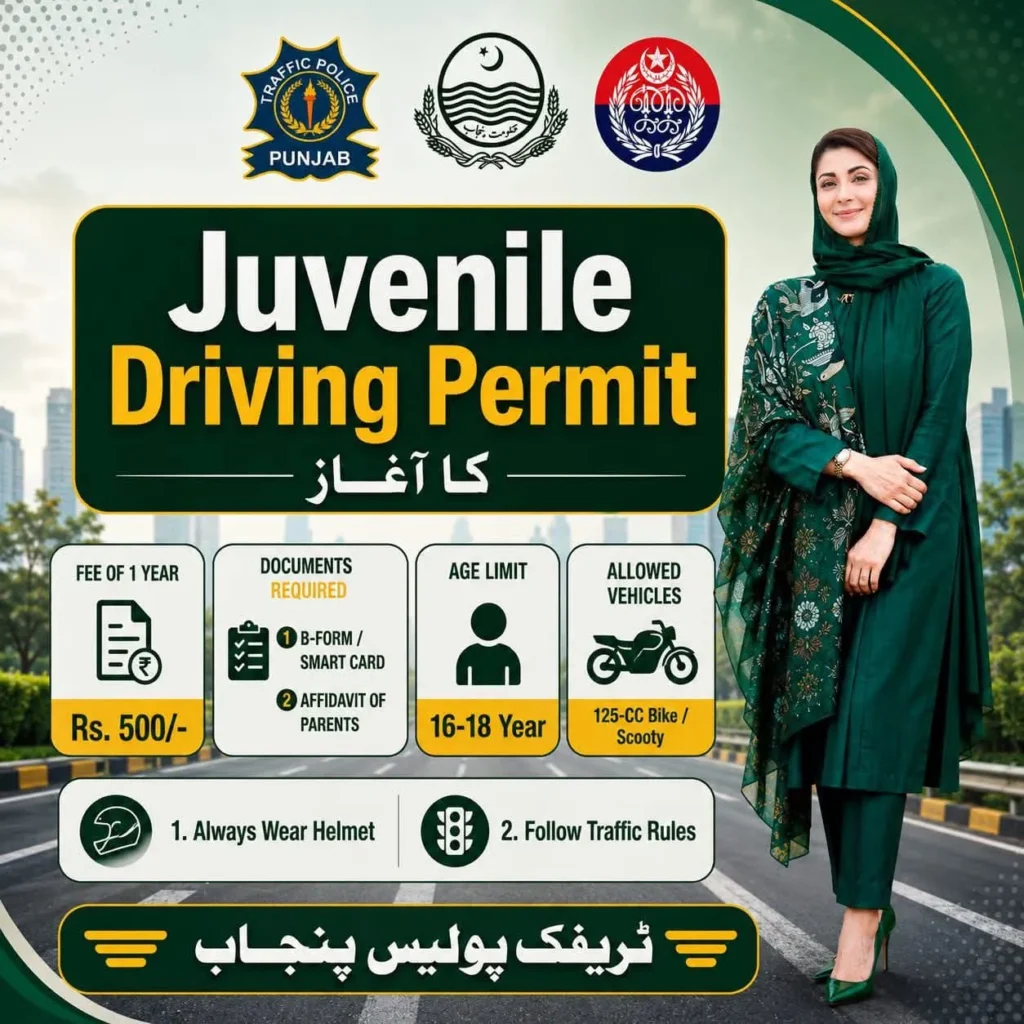 Pakistani students applying for Juvenile Driving Permit through Punjab Traffic Police