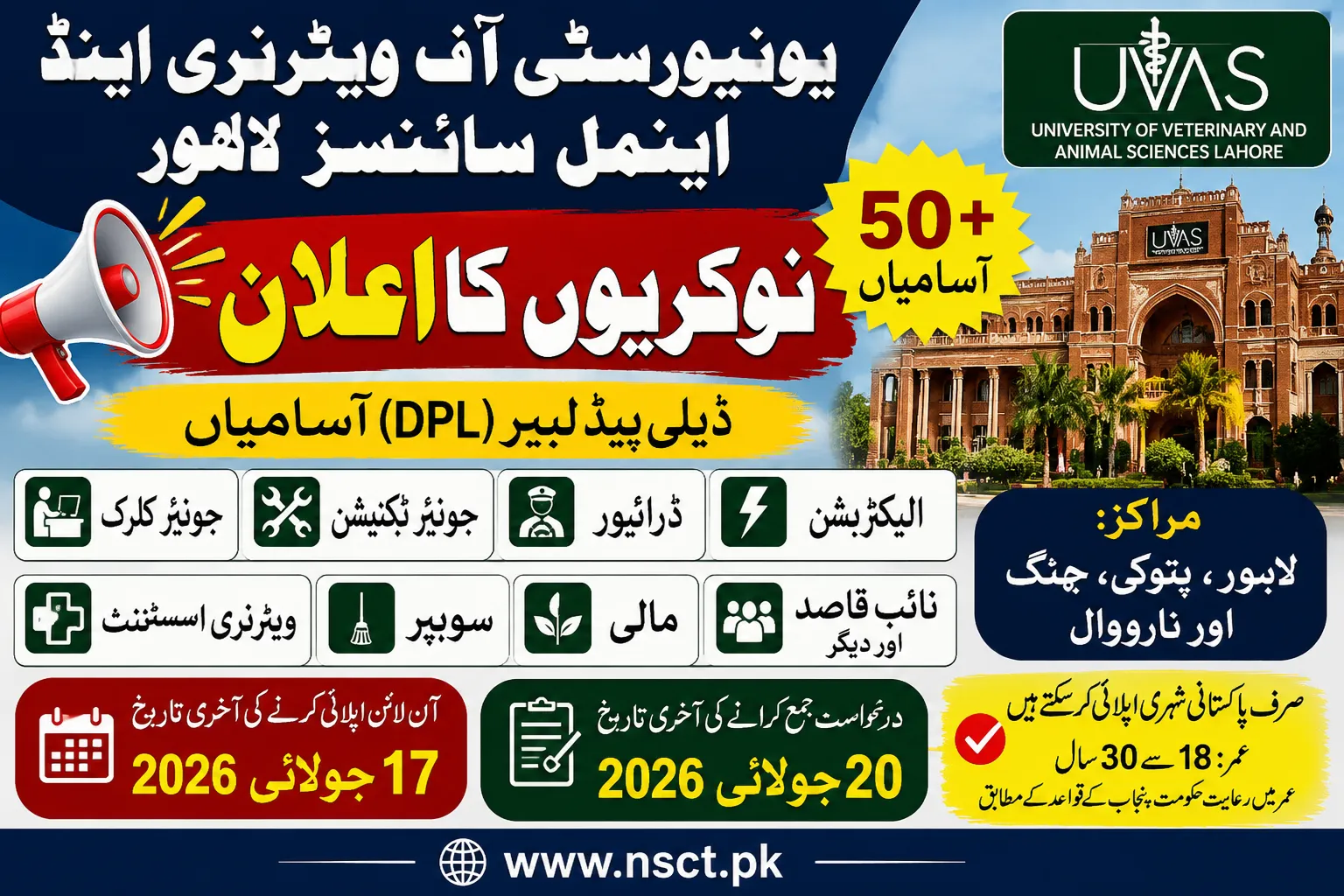 UVAS Jobs online apply 2026