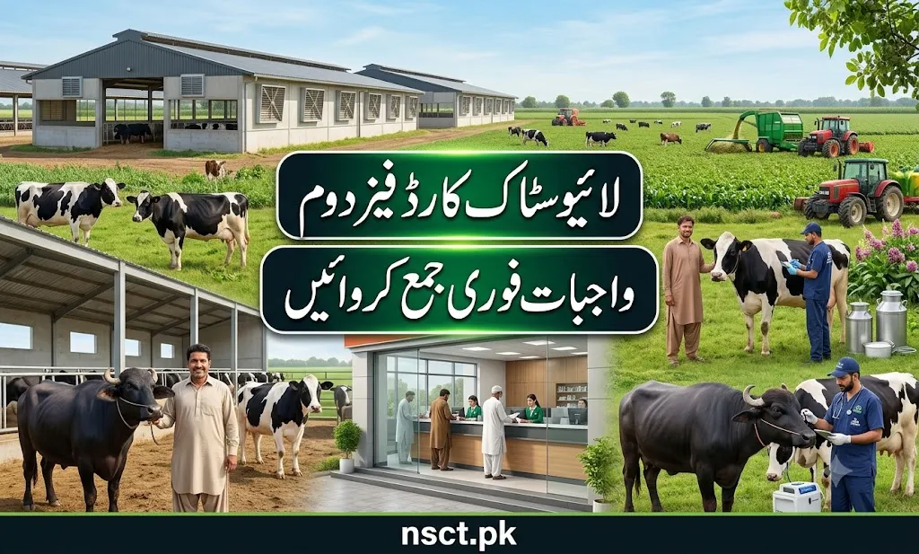 Punjab Livestock Card Phase II announcement featuring dairy farmers, livestock, and loan repayment awareness.