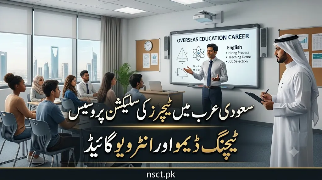 Saudi Arabia teaching jobs selection process showing classroom demo and interview for overseas teachers